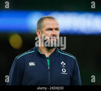 5.. November 2022; Aviva Stadium, Dublin, Irland: Herbst Series international Rugby Irland gegen Südafrika; Andy Farrell Irland Cheftrainer Stockfoto