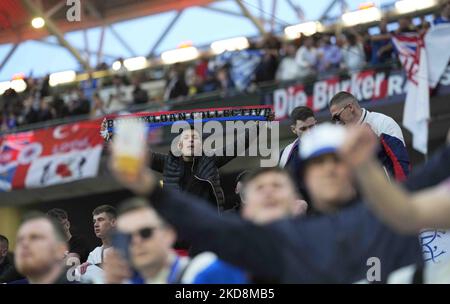 Fans beim RB Leipzig gegen den Rangers FC, UEFA Europa League Halbfinale in der Red Bull Arena, Leipzig, Deutschland am 28. April 2022. (Foto von Ulrik Pedersen/NurPhoto) Stockfoto