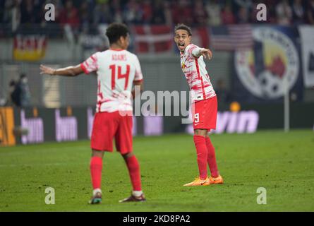 Yussuf Poulsen von RB Leipzig schaut während des RB Leipzig gegen den Rangers FC, UEFA Europa League Halbfinale in der Red Bull Arena, Leipzig, Deutschland am 28. April 2022. (Foto von Ulrik Pedersen/NurPhoto) Stockfoto