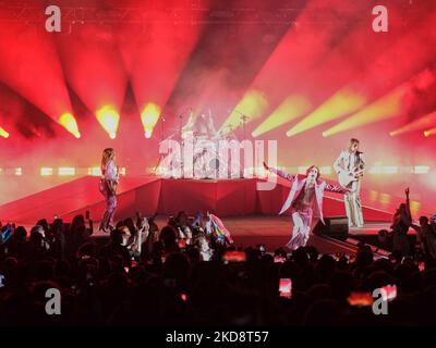 Maneskin während des italienischen Sängermusikkonzerts Maneskin Live am 28. April 2022 in der Arena di Verona in Verona, Italien (Foto: Maria Cristina Napolitano/LiveMedia/NurPhoto) Stockfoto