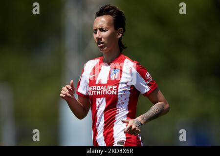 Virginia Torrecilla von Atletico de Madrid schaut während des Primera Iberdrola-Spiels zwischen Levante UD und Atletico de Madrid in Ciudad Deportiva Levante UD, 1. Mai 2022, Buol, Spanien, auf. (Foto von David Aliaga/NurPhoto) Stockfoto