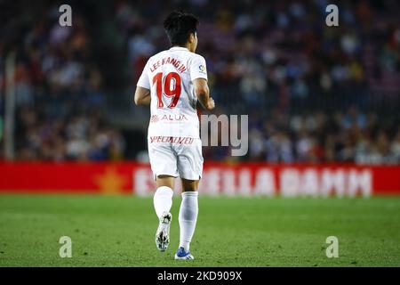 19 Lee Kang in der RCD Mallorca während des La Liga-Spiels zwischen dem FC Barcelona und RD Mallorca im Camp Nou Stadium am 1. Mai 2022 in Barcelona, Spanien. (Foto von Xavier Bonilla/NurPhoto) Stockfoto