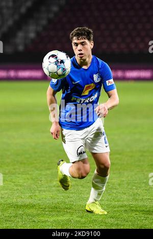 Andrei Borza im Einsatz während der CFR 1907 Cluj v. Farul Constanta, Rumänien Liga 1 - Casa Pariurilor bestritten im Stadion Dr. Constantin Radulescu, Cluj-Napoca, 1. Mai 2022 (Foto: Flaviu Buboi/NurPhoto) Stockfoto