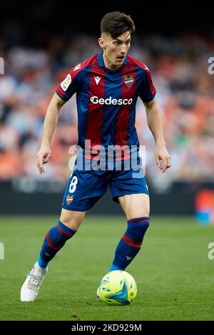 Pepelu von Levante UD in Aktion während des La Liga Santander-Spiels zwischen FC Valencia und Levante UD im Mestalla-Stadion, 30. April 2022, Valencia, Spanien. (Foto von David Aliaga/NurPhoto) Stockfoto