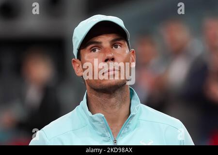 Rafael Nadal nimmt an seiner Pressekonferenz während der Mutua Madrid Open 2022 Teil, die am 04. Mai 2022 in La Caja Magica in Madrid, Spanien, gefeiert wurde. (Foto von Oscar Gonzalez/NurPhoto) Stockfoto