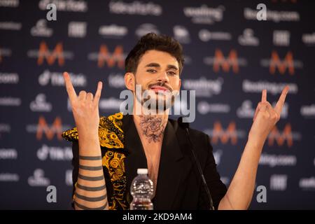 Alvan von Alvan &amp; Ahez (Fulenn) Frankreich während des Eurovision Song Contest 2022, einer Künstler-Pressekonferenz, am 05. Mai 2022 im Pala Alpitour in Turin, Italien. (Foto von Nderim Kaceli/LiveMedia/NurPhoto) Stockfoto