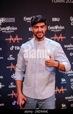 Stefan (Hope) während des Eurovision Song Contest 2022, der Künstler-Pressekonferenz, am 05. Mai 2022, im Pala Alpitour in Turin, Italien. (Foto von Nderim Kaceli/LiveMedia/NurPhoto) Stockfoto