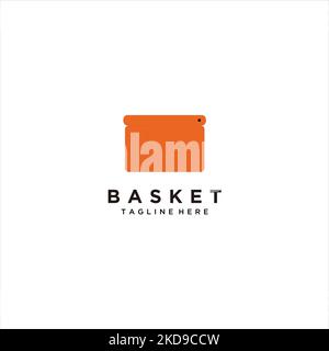 Orangefarbenes Blumenkorb-Logo auf weißem Hintergrund Stock Vektor