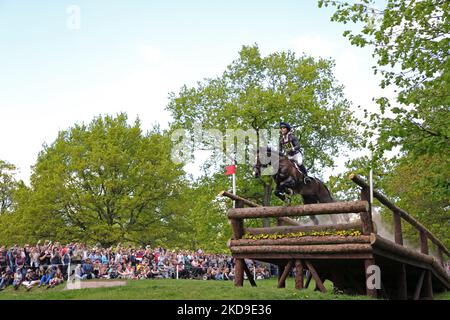 Ariel Grald beim Leamore Master Plan während des Cross Country Events bei den Badminton Horse Trials, Badminton House, Badminton am Samstag, den 7.. Mai 2022. (Foto von Jon Bromley/MI News/NurPhoto) Stockfoto