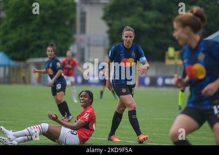 Thomas Lindsey Kimberley AC Mailand) Gesten während des italienischen Fußballspiels Serie A Frauen Inter - FC Internazionale gegen AC Mailand am 07. Mai 2022 im Suning Center in Mailand, Italien (Foto von Tiziano Ballabio/LiveMedia/NurPhoto) Stockfoto