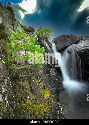 Lyn Ogwen Wasserfall, Snowdonia, Nordwales Stockfoto