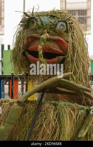 Schädel und Monster vom Tag der Toten in mexiko, wo sie diesen Tag als Kult des Todes feiern Stockfoto