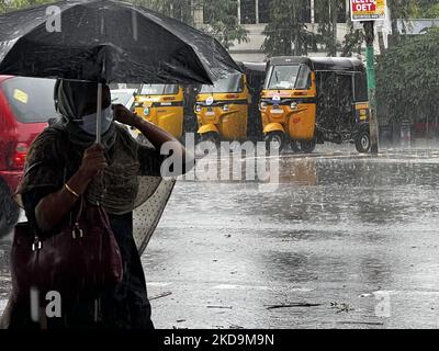 Am 10. Mai 2022 traf die Stadt Thiruvananthapuram (Trivandrum), Kerala, Indien, Gewitter. (Foto von Creative Touch Imaging Ltd./NurPhoto) Stockfoto