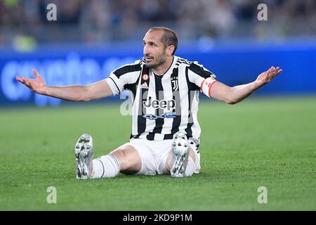 Giorgio Chiellini vom FC Juventus ist am 11. Mai 2022 in Rom beim italienischen Finale der Coppa zwischen dem FC Juventus und dem FC Internazionale zu sehen. (Foto von Giuseppe Maffia/NurPhoto) Stockfoto