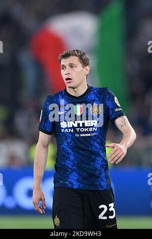 Nicolo' Barella vom FC Internazionale schaut am 11. Mai 2022 in Rom, Italien, beim italienischen Finale der Coppa zwischen dem FC Juventus und dem FC Internazionale auf. (Foto von Giuseppe Maffia/NurPhoto) Stockfoto