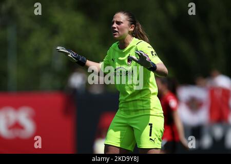 Laura Giuliani (AC Mailand) Gesten während des italienischen Fußballspiels Serie A Frauen AC Mailand gegen FC Juventus am 14. Mai 2022 im Vismara-Stadion in Mailand, Italien (Foto: Francesco Scaccianoce/LiveMedia/NurPhoto) Stockfoto