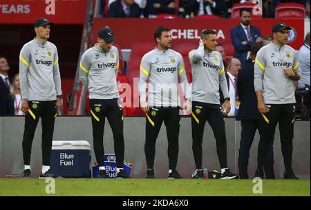 Chelsea-Manager Thomas Tuchel (LINKS) beim Elfmeterschießen während des FA-Cup-Finales zwischen Chelsea und Liverpool im Wembley Stadium, London, Großbritannien 14.. Mai 2022 (Foto by Action Foto Sport/NurPhoto) Stockfoto