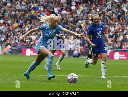 LONDON, ENGLAND - MAI 15:Chloe Kelly von Manchester City WFC beim FA Cup-Finale der Frauen zwischen Chelsea Women und Manchester City Women im Wembley Stadium, London, Großbritannien 15.. Mai 2022 (Foto von Action Foto Sport/NurPhoto) Stockfoto