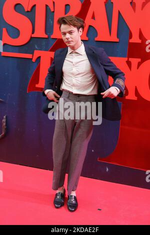 Natalia Dyer und Charlie Heaton während der Premiere der neuen Staffel von „Stranger Things“, der Serie, in der sie am 18. Mai 2022 in Madrid (Spanien) zu sehen sind. (Foto von Oscar Gonzalez/NurPhoto) Stockfoto