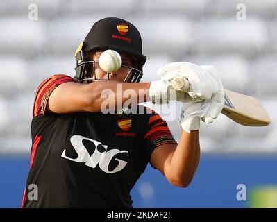 Sunrisers Naomi Dattani während des Charlotte Edwards Cup zwischen Sunrisers gegen Western Storm auf dem Cloud County Ground, Chelmsford am 18.. Mai , 2022 (Foto by Action Foto Sport/NurPhoto) Stockfoto