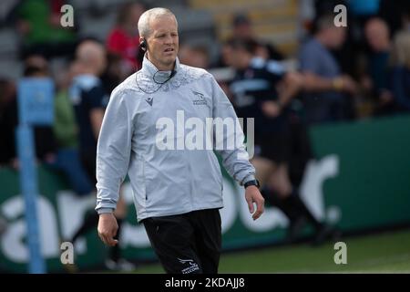 Dave Walder (Cheftrainer von Newcastle Falcons) ist vor dem Spiel der Gallagher Premiership zwischen Newcastle Falcons und Leicester Tigers im Kingston Park, Newcastle am Samstag, den 21.. Mai 2022, abgebildet. (Foto von Chris Lisham/MI News/NurPhoto) Stockfoto