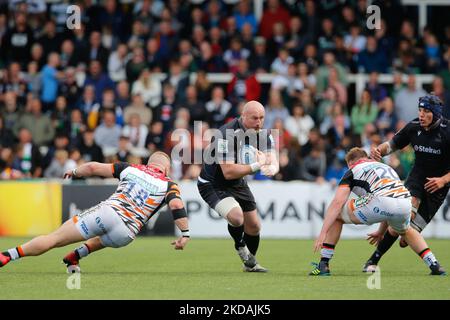 Carl Fearns von Falcons im Einsatz während des Spiels der Gallagher Premiership zwischen Newcastle Falcons und Leicester Tigers im Kingston Park, Newcastle am Samstag, 21.. Mai 2022. (Foto von Chris Lisham/MI News/NurPhoto) Stockfoto