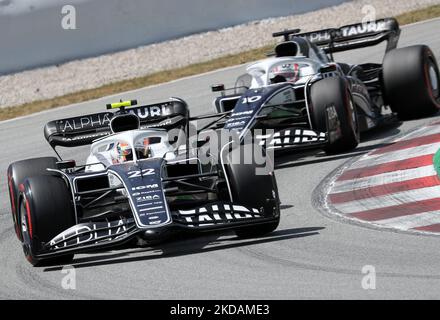 Yuki Tsunodas Alpha Tauri während des Formel 1 Pirelli GP von Spanien, der am 22.. Mai 2022 auf dem Circuit de Barcelona Catalunya in Barcelona stattfand. -- (Foto von Urbanandsport/NurPhoto) Stockfoto