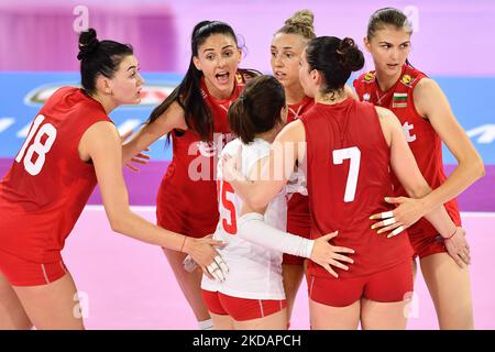 Das Glück Bulgariens beim Volleyball-Testspiel - Frauen Italien gegen Frauen Bulgarien am 22. Mai 2022 im Pala Wanny in Florenz, Italien (Foto von Lisa Guglielmi/LiveMedia/NurPhoto) Stockfoto