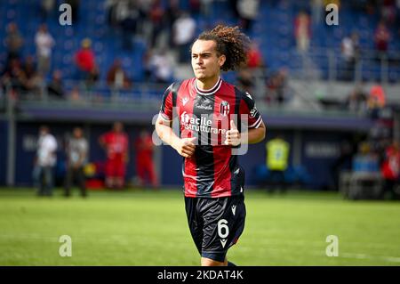 Bologna's Arthur Theate Portrait während des italienischen Fußballspiel Serie A Bologna FC gegen SS Lazio am 03. Oktober 2021 im Renato Dall'Ara Stadion in Bologna, Italien (Foto von Ettore Griffoni/LiveMedia/NurPhoto) Stockfoto