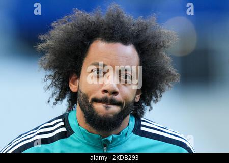 Marcelo von Real Madrid CF schaut während des Real Madrid Trainings vor dem UEFA Champions League Finale am 27. Mai 2022 in Paris, Frankreich, auf. (Foto von Giuseppe Maffia/NurPhoto) Stockfoto