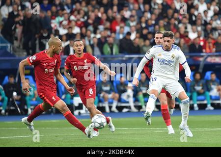 Federico Valverde von Real Madrid beim UEFA Champions League-Finale zwischen Liverpool und Real Madrid im Stade de France, Paris, am Samstag, 28.. Mai 2022. (Foto von Pat Scaasi/MI News/NurPhoto) Stockfoto