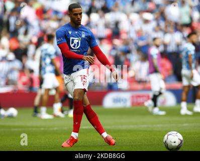 LONDON, ENGLAND - 29. MAI: Max Lowe (Leihgabe von Sheffield United) aus Nottingham Forest während des Vorspieles während des Championship Play -Off Finales zwischen Huddersfield Town und Nottingham Forest im Wembley Stadium, London, Großbritannien 29.. Mai , 2022 (Foto von Action Foto Sport/NurPhoto) Stockfoto