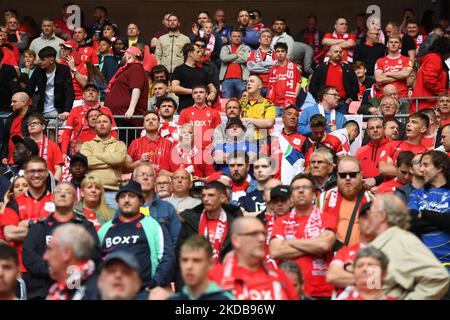 Unterstützer des Nottingham Forest beim Play-Off-Finale der Sky Bet Championship zwischen Huddersfield Town und Nottingham Forest im Wembley Stadium, London, am Sonntag, 29.. Mai 2022. (Foto von Jon Hobley/MI News/NurPhoto) Stockfoto