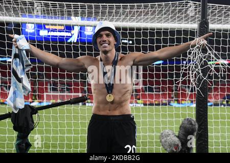 Giovani lo Celso (Villarreal CF) aus Argentinien feiert den Sieg nach dem Finalissima 2022-Spiel zwischen Argentinien und Italien im Wembley-Stadion am 1. Juni 2022 in London, England. (Foto von Jose Breton/Pics Action/NurPhoto) Stockfoto