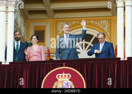 König Felipe VI. Von Spanien nimmt am Stierkampf der Wohltätigkeitsorganisation an der Stierkampfarena Las Ventas in Madrid Teil 1. Juni 2022 Spanien (Foto: Oscar Gonzalez/NurPhoto) Stockfoto