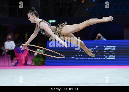 Kolosov Margarita (GER) während der Gymnastik-Rhythmischen Gymnastik FIG-Weltmeisterschaft 2022 am 03. Juni 2022 in der Vitrifrigo Arena in Pesaro, Italien (Foto: Gianluca Ricci/LiveMedia/NurPhoto) Stockfoto