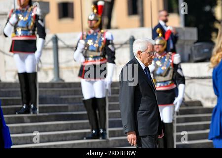 Die Parade zum Tag der Italienischen Republik 76.. Der Präsident der Italienischen Republik, Sergio Mattarella. In Rom, Italien, am 2. Juni 2022 (Foto: Riccardo Fabi/NurPhoto) Stockfoto