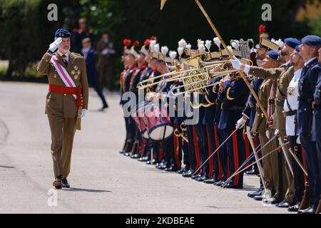 König Roerman bei seiner Ankunft bei der Vereidigung der neuen königlichen Wachmänner, die am 3. Juni 2022 in der Kaserne „El Rey“ des Palastes El Pardo in Madrid, Spanien, abgehalten wurde. (Foto von Oscar Gonzalez/NurPhoto) Stockfoto