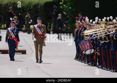 König Roerman bei seiner Ankunft bei der Vereidigung der neuen königlichen Wachmänner, die am 3. Juni 2022 in der Kaserne „El Rey“ des Palastes El Pardo in Madrid, Spanien, abgehalten wurde. (Foto von Oscar Gonzalez/NurPhoto) Stockfoto