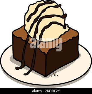 Ein Vektorbild eines süßen Cartoon Brownie Torte mit Eis Stock Vektor