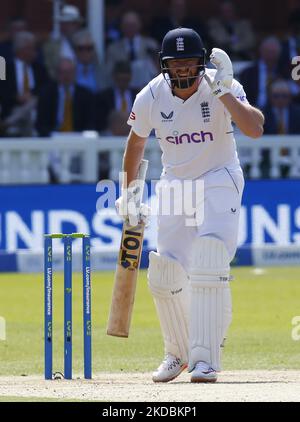 Englands Jonny Bairstow (Yorkshire) während DER VERSICHERUNGSTESTSERIE 1. Test, Tag 3,(Tag 3 von 5) Zwischen England und Neuseeland am Lord's Cricket Ground, London am 04.. Juni 2022 (Foto von Action Foto Sport/NurPhoto) Stockfoto