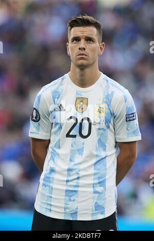 Giovani lo Celso (Villarreal CF) aus Argentinien während des Finalissima 2022-Spiels zwischen Argentinien und Italien im Wembley-Stadion am 1. Juni 2022 in London, England. (Foto von Jose Breton/Pics Action/NurPhoto) Stockfoto