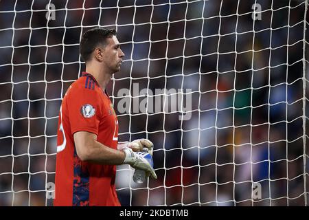 Emiliano Martinez (Aston Villa) aus Argentinien während des Finalissima 2022-Spiels zwischen Argentinien und Italien im Wembley-Stadion am 1. Juni 2022 in London, England. (Foto von Jose Breton/Pics Action/NurPhoto) Stockfoto