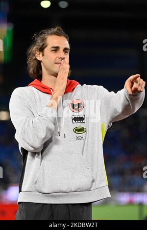 Gianmarco Tamberi (ITA) während der Goldenen Gala der Wanda Diamond League am 09. Juni 2022 im Olympiastadion in Rom (Foto: Fabrizio Corragetti/LiveMedia/NurPhoto) Stockfoto