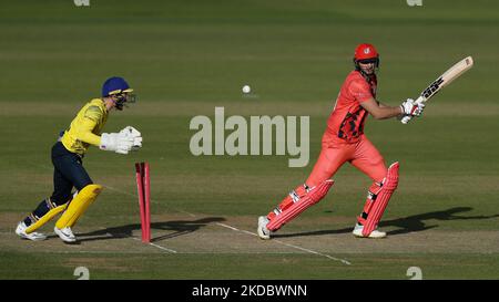 Tim David von Lancashire Lightning Fledermäuse während des Vitality Blast T20-Spiels zwischen Durham County Cricket Club und Lancashire im Seat Unique Riverside, Chester le Street am Freitag, 10.. Juni 2022. (Foto von will Matthews/MI News/NurPhoto) Stockfoto