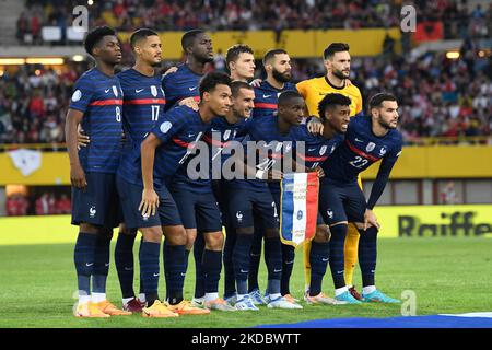 Team Frankreich während Österreich gegen Frankreich, UEFA Nations League, Gruppe A1, Ernst-Happel-Stadion in Wien, 10. Juni 2022, Österreich (Foto: Flaviu Buboi/NurPhoto) Stockfoto