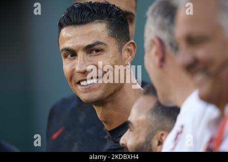 Cristiano Ronaldo (Manchester United) aus Portugal vor der UEFA Nations League Ein Spiel der Gruppe 2 zwischen Spanien und Portugal im Estadio Benito Villamarin am 2. Juni 2022 in Sevilla, Spanien. (Foto von Jose Breton/Pics Action/NurPhoto) Stockfoto