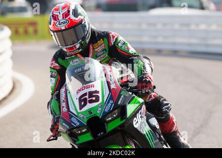 #65 JONATHAN REA (Kawasaki RacingTeam WSBK - ZX-10RR) während der World Superbike - SBK Pirelli Emilia-Romagna Runde FIM Superbike World Championship 2022 - Race2 am 12. Juni 2022 auf dem Misano World Circuit â € œMarco Simoncelliâ € in Misano Adriatico, Italien (Foto von Valerio Origo/LiveMedia/NurPhoto) Stockfoto