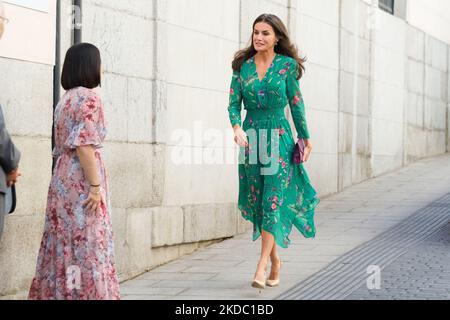 Königin Letizia bei ihrer Ankunft bei der Präsentation des „Weißbuchs über Hautkrebs in Spanien“ durch die Spanische Akademie für Dermatologie und Venerologie und ihre Fundacion Piel Sana, am 13. Juni 2022 in Madrid, Spanien (Foto von Oscar Gonzalez/NurPhoto) Stockfoto