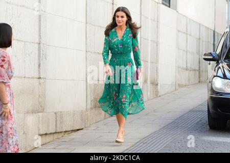 Königin Letizia bei ihrer Ankunft bei der Präsentation des „Weißbuchs über Hautkrebs in Spanien“ durch die Spanische Akademie für Dermatologie und Venerologie und ihre Fundacion Piel Sana, am 13. Juni 2022 in Madrid, Spanien (Foto von Oscar Gonzalez/NurPhoto) Stockfoto